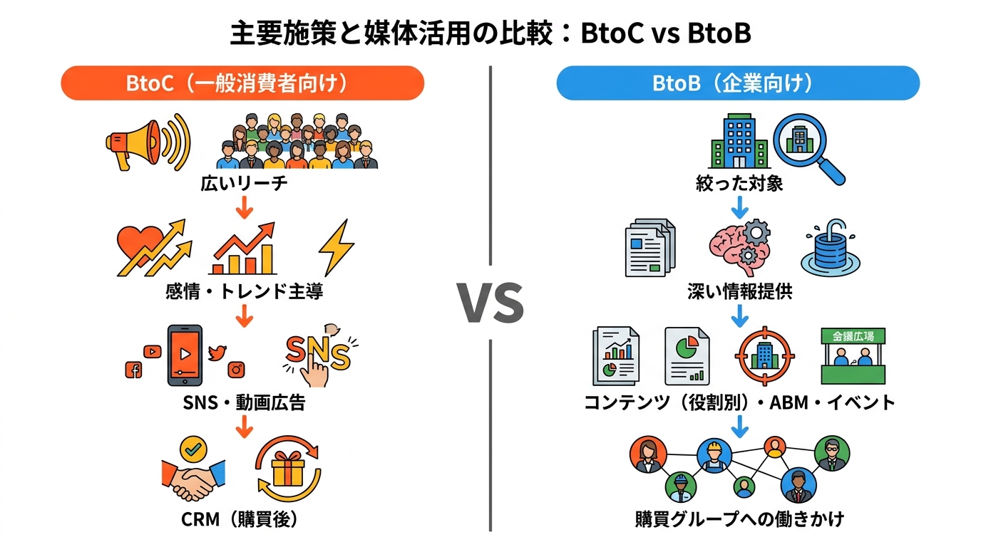 主要施策と媒体活用の比較